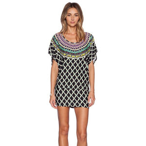 Trina Turk Size‎ XS Black Kon Tiki Print Tunic Swim Cover Up